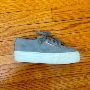 RARE Superga Grey Suede Platform Sneakers 36